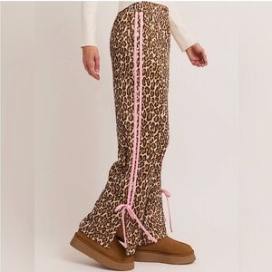 Le Lis Leopard Bow Detail Track Pants-size XS